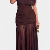 Noelia Pleated Mesh Bodycon Dress