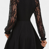 Jasella Floral Lace Mini Dress with Long Sleeves