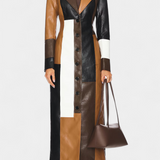 Norelle Patchwork Leather Trench Coat