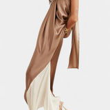 Rebecca Colour Block Irregular Maxi Dress with Open Back