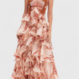 Juliette Ruffled Dress with Jewel Neckline