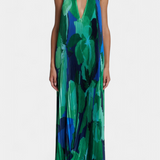 Giselle Long Pleated Dress with Halter Neck and Elegant Movement