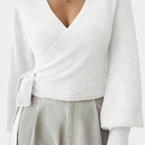 Persephone Cross-Back Strap Sweater with V-Neck