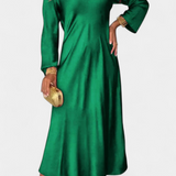 Riva Fluid Dress with V-Neck and Long Sleeves