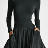 Orren High Neck Set with Pleated Black Skirt
