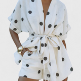 Avila Kimono Set with Knot and Polka Dot Shorts