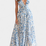 Zuleika Chiffon Dress with Ruffles and Side Slits