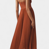 Ottilie Pleated Chiffon Dress with Sculpted Corset and Heart Neckline