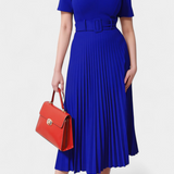 Seliora Midi Work Dress with Belt and Pleats