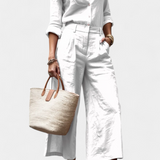 Sabina Loose Shirt and Capri Trousers Set in Pink