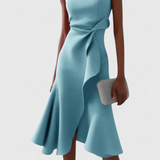 Claudia Asymmetrical Midi Dress with Elegant Draping