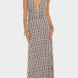 Melody Polka Dot Maxi Dress with Halter Neck and Ruched Waist