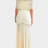 Alodia Maxi Dress with Mesh Cape
