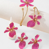 Floral Accessories Set: Bracelet + Earrings + Rings