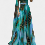 Cedara One-Shoulder Maxi Dress with Floral Detail