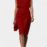 Mona Long Sleeve Midi Dress with Round Neck