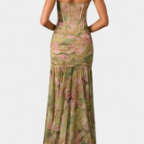 Amryn Asymmetrical Floral Maxi Dress with Ruffles