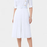 Zandie Pleated Dress with Decorative Buttons