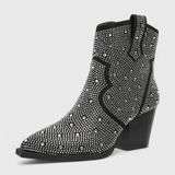 Berenice Elegant Boots with Patchwork and Side Zip