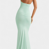 Lusiana Long Evening Dress with Open Back and Halter Neck