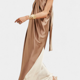 Rebecca Colour Block Irregular Maxi Dress with Open Back