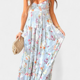 Neha Floral Dress with Open Back and Thin Straps