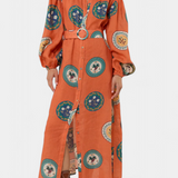 Sibley Linen Maxi Dress with Exclusive Print and Belt