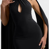 Faffienia Maxi Dress with Halter Neck and Keyhole Cut