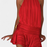 Azucena Mini Dress with Open Back and Pleated Waist