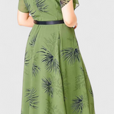 Lupita Green Chiffon Midi Dress with A-Line Cut