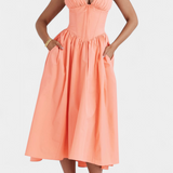 Margie Midi Dress with V-Neck and Romantic Floral Print