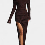 Fiammetta Maxi Dress with Ruching and High Slit