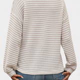 Rumer Striped Top with V-Neck and Buttons