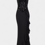 Cindy Midi Dress with Asymmetrical Ruffles