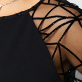 Bellezza Black Dress with Mesh Sleeves and Loose Fit