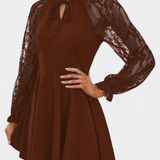 Jasella Floral Lace Mini Dress with Long Sleeves