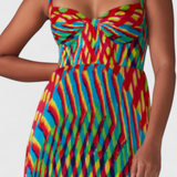 Janis Maxi Dress with Artistic Print and Sweetheart Halter Neck