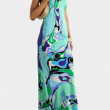 Valera Long Dress with Swirl Print and Sleeveless Cut