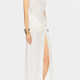 Duchess Maxi Draped Dress with Side Slit