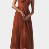 Ottilie Pleated Chiffon Dress with Sculpted Corset and Heart Neckline
