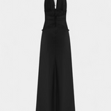 Ashanty Long Dress with Halter Neckline and Sheer Lace Waist