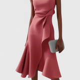Claudia Asymmetrical Midi Dress with Elegant Draping