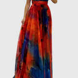 Caprice Floral Print Chiffon Maxi Dress with Halter Neck
