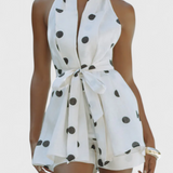 Eshra Polka Dot Halter Top and Shorts Set