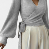 Persephone Cross-Back Strap Sweater with V-Neck