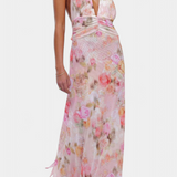 Melody Polka Dot Maxi Dress with Halter Neck and Ruched Waist