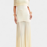 Alodia Maxi Dress with Mesh Cape