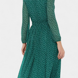Cymene Midi Polka Dot Dress with Puff Sleeves
