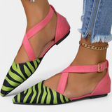 Fenna Ballerinas with Zebra Print and Crossed Straps