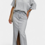 Apolonia Asymmetrical Denim Set with Elegant Opening